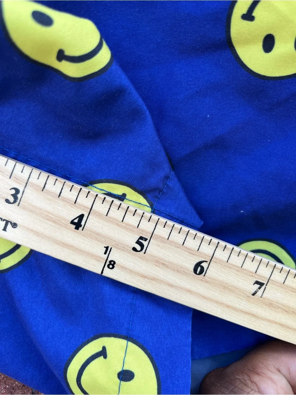 Navy Blue Men's Swim Trunks with Yellow Smiley Print